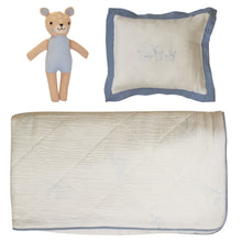 Load image into Gallery viewer, Kipp Baby Blue Fawn Padded Crib Blanket with Matching Pillow and Doll
