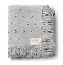 Load image into Gallery viewer, Domani Home Scalloped Pointelle Blanket- Nimbus Cloud