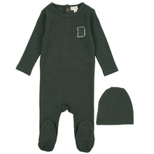 Load image into Gallery viewer, Lil Legs Green B Applique Stretchie (and Bonnet)-Boy
