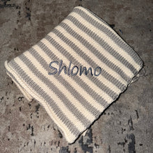 Load image into Gallery viewer, Domani Home Iconic Stripe Knit Baby Blanket- Cool Grey