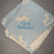 Load image into Gallery viewer, Bebe Organic Faded Blue Cuddle Horse Blanket