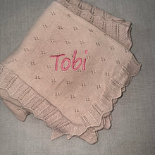 Load image into Gallery viewer, Domani Home Scalloped Pointelle Blanket- Rice Pink