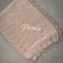 Load image into Gallery viewer, Domani Home Scalloped Pointelle Blanket- Rice Pink