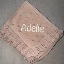Load image into Gallery viewer, Domani Home Scalloped Pointelle Blanket- Rice Pink