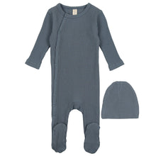 Load image into Gallery viewer, Lilette French Blue Side Snap Rib Stretchie and Beanie
