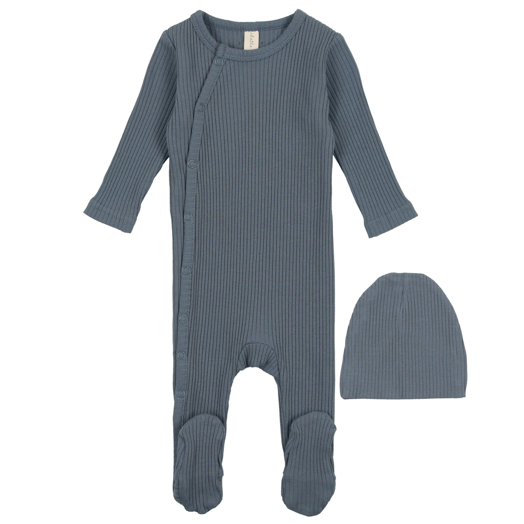 Lilette French Blue Side Snap Rib Stretchie and Beanie
