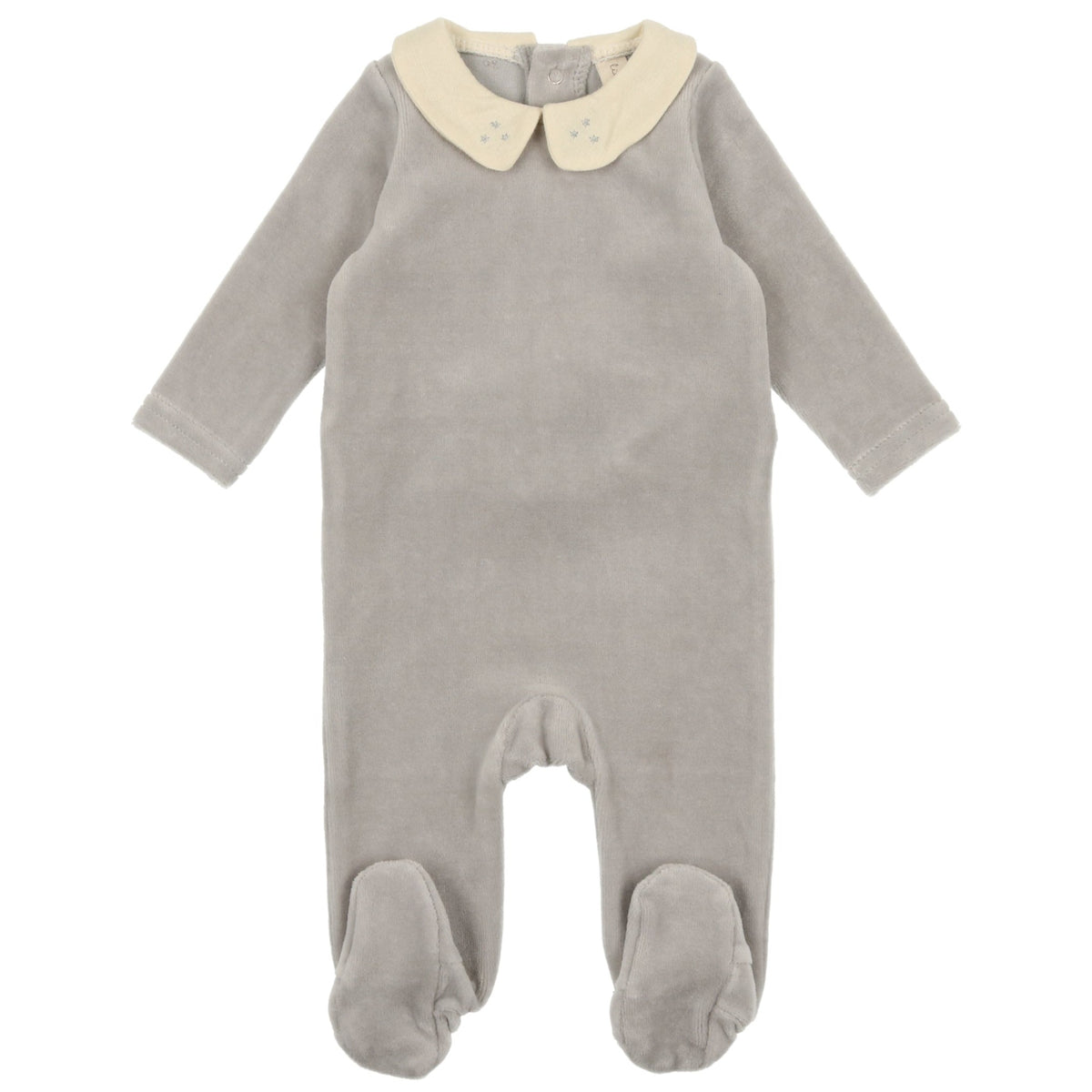 Velour Collar Footie - Dusty Blue