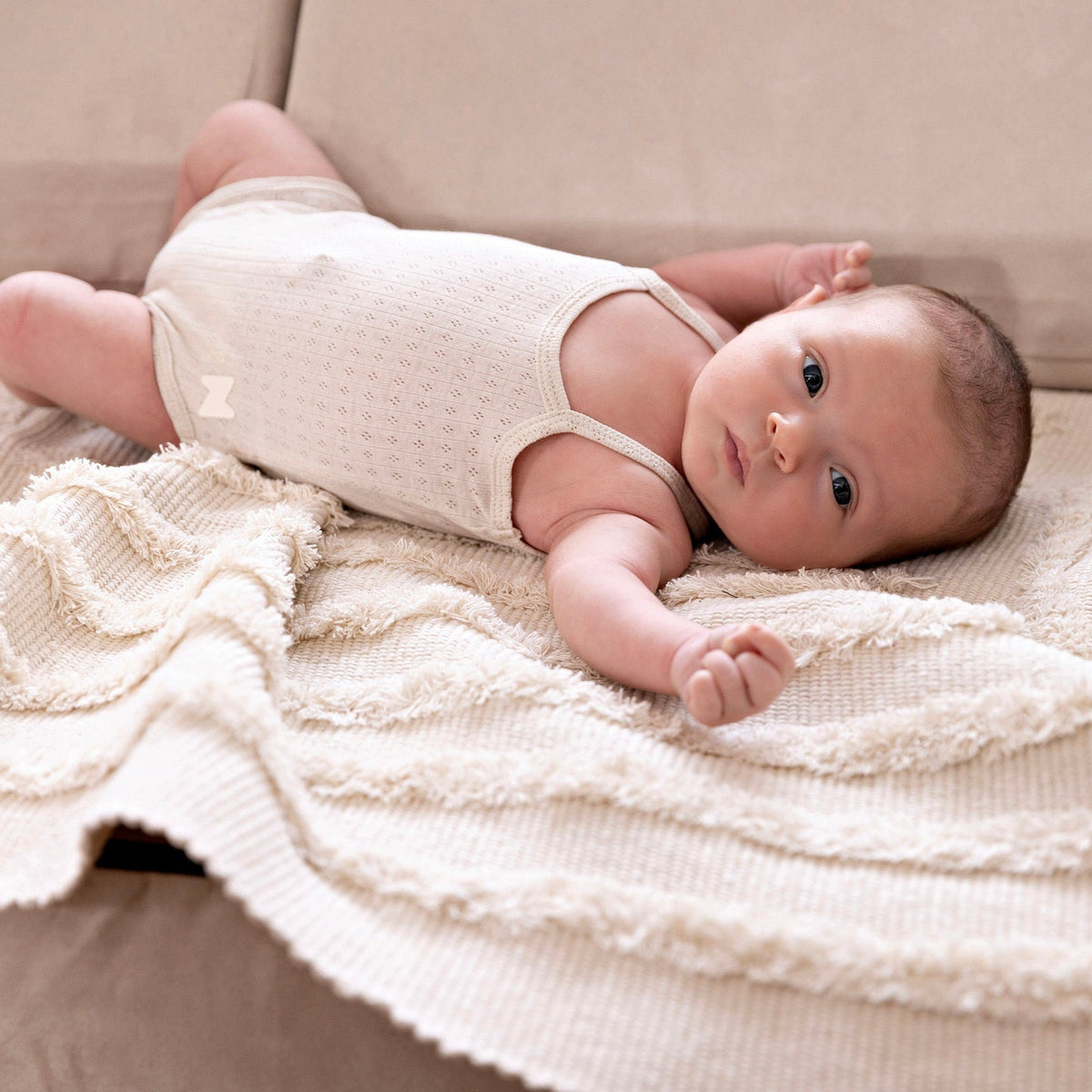 UnderNoggi White Pointelle Baby Undershirt Boys Belle Tete Baby