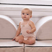 Load image into Gallery viewer, UnderNoggi Mauve + White Pointelle Baby Undershirt- Girls
