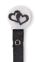 Load image into Gallery viewer, Classy Paci Marble black white onyx heart circle pacifier clip
