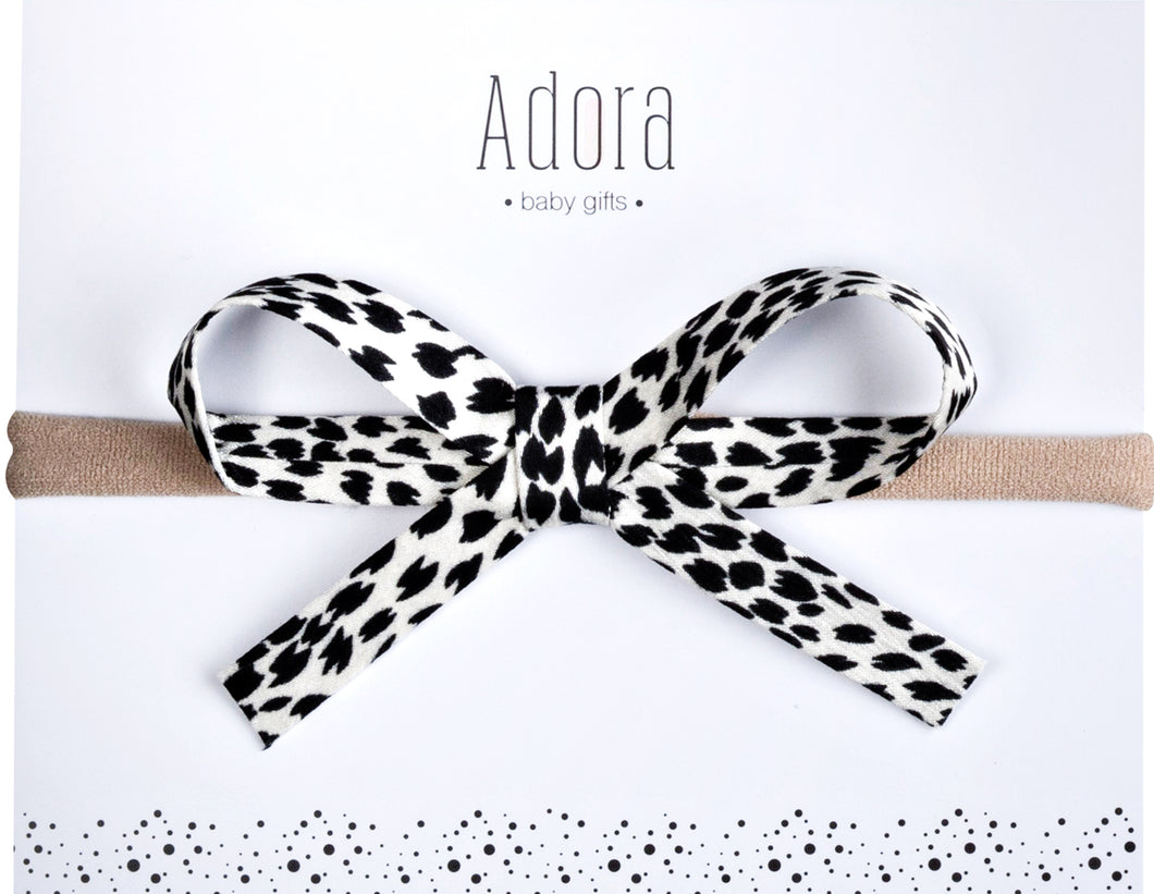 Adora Baby Ribbon Bow Headband- Black Speckled