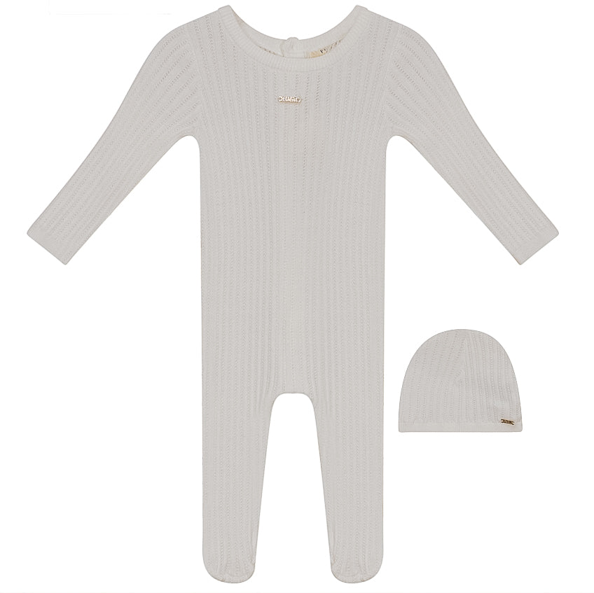 Fragile Off White Knit Stretchie and Beanie
