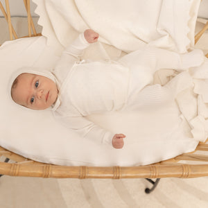 Bebe Bella White Knitted Wrap Baby Set