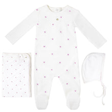 Load image into Gallery viewer, Kipp Baby Pink Velour Metalic Layette Set
