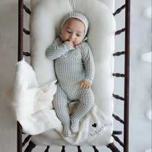 Load image into Gallery viewer, Lilette Mauve Gingham Bebe Stretchie and Bonnet
