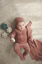 Load image into Gallery viewer, Lilette Rosewood Velour Bunny Stretchie- Flowers
