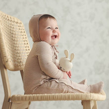 Load image into Gallery viewer, Lilette by Lil Legs Heather Pink Stripe Stretchie and Bonet
