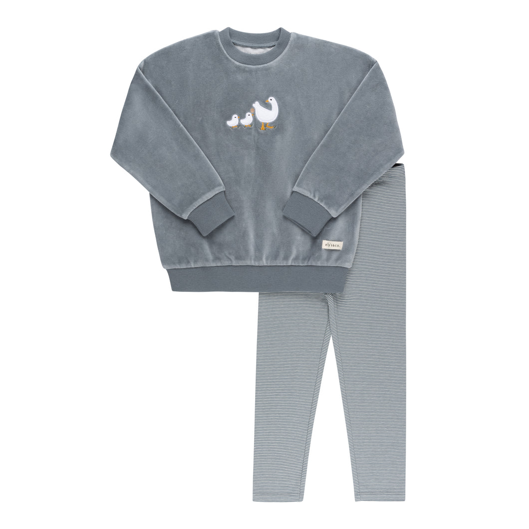 Ely's & Co Blue Velour Sherpa Ducklings Set