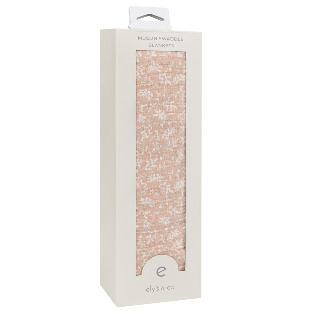 Ely's and Co Pink Vine Collection Muslin Swaddle