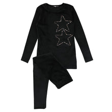Load image into Gallery viewer, Noggi Black Velour Star Loungewear
