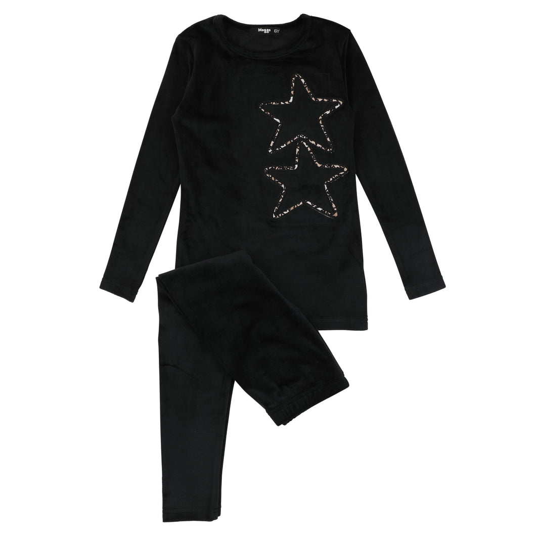 Noggi Black Velour Star Loungewear