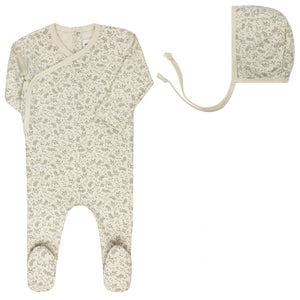 Ely's and Co Ivory/Sage Vine Collection Stretchie and Bonnet