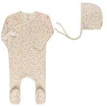 Load image into Gallery viewer, Ely&#39;s and Co Ivory/Pink Vine Collection Stretchie and Bonnet

