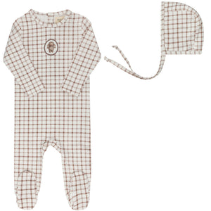Ely's and Co Mauve Plaid Sheep Stretchie and Bonnet