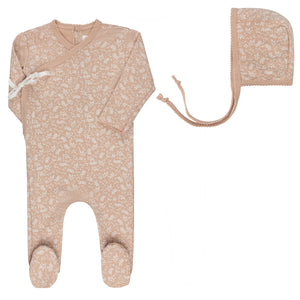 Ely's and Co Pink Vine Collection Stretchie and Bonnet