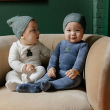 Load image into Gallery viewer, Ely&#39;s and Co Blue Velour Plaid Bear Stretchie and Beanie
