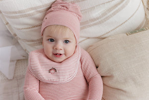 Ely's and Co Pink Metallic Stripe Collection Stretchie and Beanie