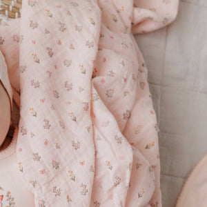 Ely's and Co Pink Garden Floral Print Stretchie and Bonnet
