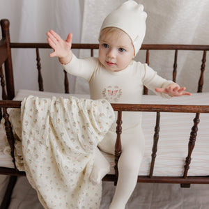 Ely's and Co Ivory Garden Floral Center Layette Set- Girl