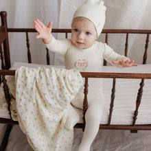 Load image into Gallery viewer, Ely&#39;s and Co Ivory Garden Floral Center Stretchie and Beanie- Girl
