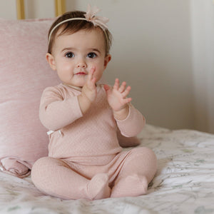 Ely's and Co Pink/Rose Gold Organic Amore Pointelle Stretchie and Beanie