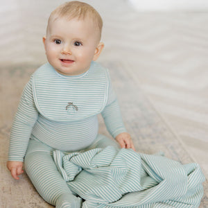 Ely's and Co  Blue Metallic Stripe Collection Layette Set