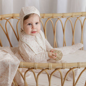 Ely's and Co Ivory/Pink Vine Collection Layette Set