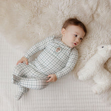 Load image into Gallery viewer, Ely&#39;s and Co Teal Plaid Sheep Stretchie and Bonnet
