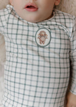 Load image into Gallery viewer, Ely&#39;s and Co Teal Plaid Sheep Stretchie and Bonnet
