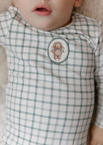 Ely's and Co Teal Plaid Sheep Stretchie and Bonnet