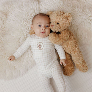 Ely's and Co Beige Plaid Sheep Layette Set