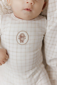 Ely's and Co Beige Plaid Sheep Stretchie and Bonnet