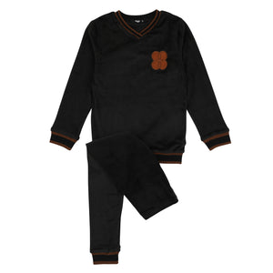 Noggi Copper Emblem and Trim Loungewear Set- Black