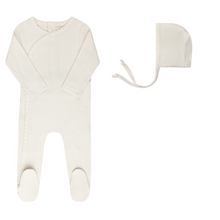 Load image into Gallery viewer, Ely&#39;s and Co Ivory Whip Stitch Stretchie and Bonnet
