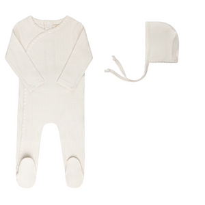 Ely's and Co Ivory Whip Stitch Stretchie and Bonnet