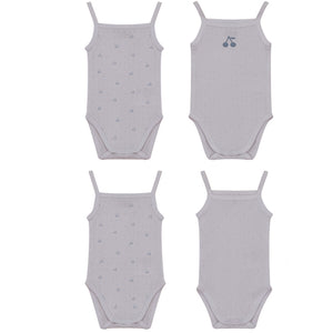 Bebe Bella White/Blue Pointelle Baby Undershirts With Cherry Print