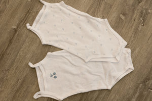 Bebe Bella White/Blue Pointelle Baby Undershirts With Cherry Print