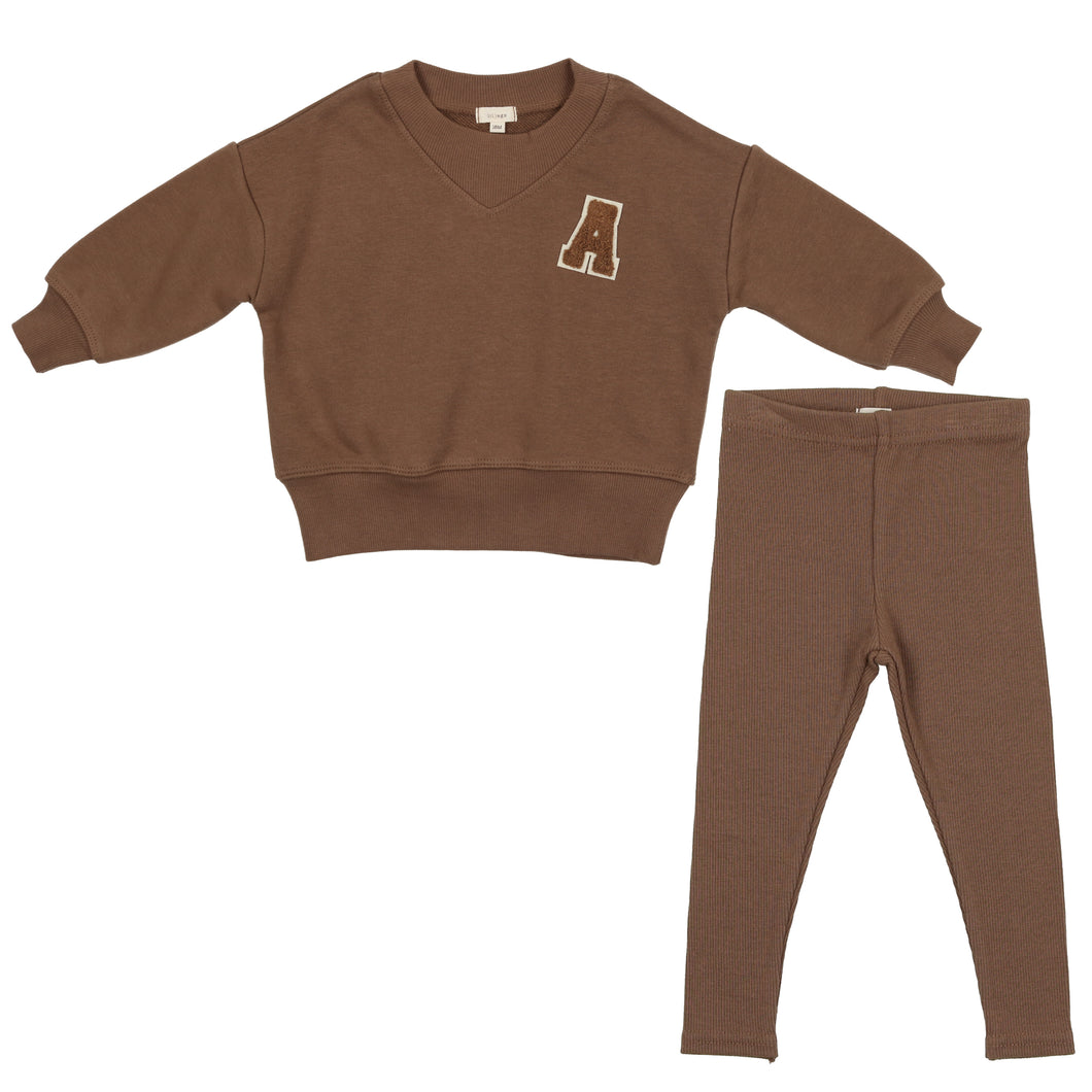 Lil Legs Camel Applique V Sweatshirt and Leggings Set