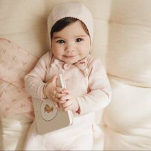 Load image into Gallery viewer, Lilette Soft Pink Bow Pointelle Graphic Stretchie with Bonnet
