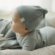 Load image into Gallery viewer, Lilette Light Blue Pointelle Emblem Stretchie with Beanie
